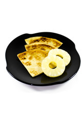 Frisch Gebackene Pfannkuchen mit Ananas Scheibe