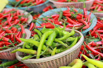 Red chili in the market