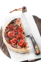 Pizza prosciutto ham, cherry tomatoes, parmesan