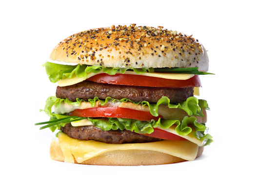 Humburger on white backgruond.