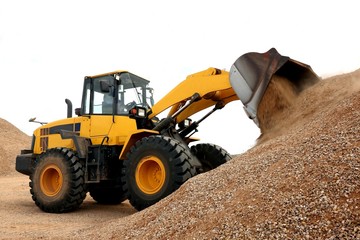 Bulldozer Working with Stone
