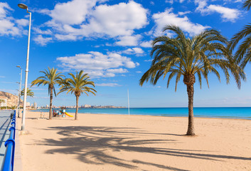 Alicante Postiguet beach at Mediterranean sea in Spain