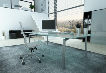 Modern office interior with desk