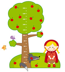 Obraz na płótnie Canvas Bumper children meter wall. Red Riding Hood and Wolf