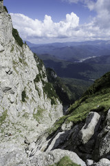 rocky trail in mountains in summer