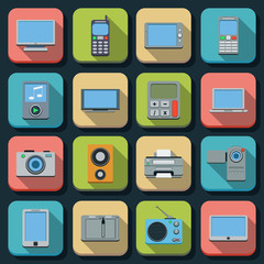 Electronic flat icons vector set
