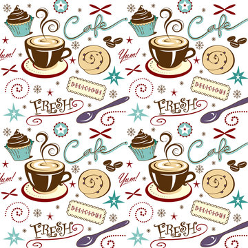 Vector Art Hot Fresh Coffee and Sweets Fresh and Clean Design