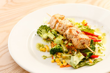 chicken kebab with vegetables