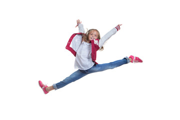 Fototapeta na wymiar fit healthy young girl doing ballet leap
