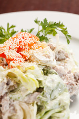 salad with chicken and mushrooms