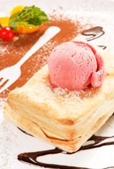 puff pastry with ice cream