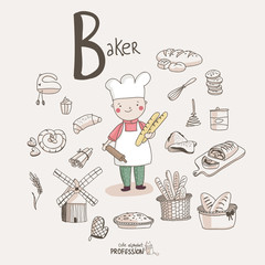 Cute vector alphabet Profession. Letter B - Baker - 62276013