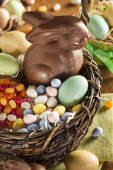 Chocolate Easter Bunny in a Basket