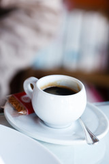 cup of cappuccino in cafe