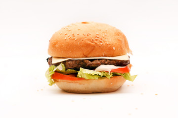 hamburger on the white