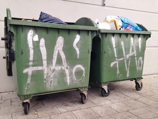 Zwei volle Mülltonnen
