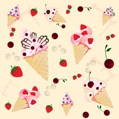 ice creams on the  yellow background