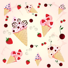 ice creams on the  yellow background