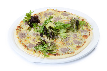 The Italian pizza with house sausage and artichokes