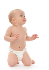 Little child baby toddler sitting or crawling happy smiling