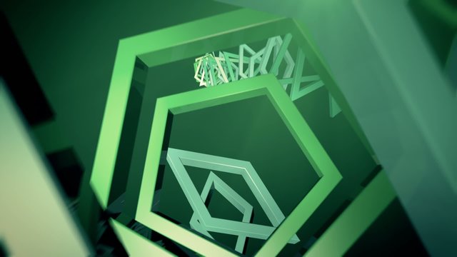 Rollercoaster ride of 3D outlined shapes