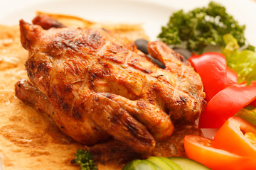 roasted quail with vegetables