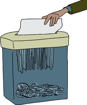 hand feeding paper shredder clip art preview