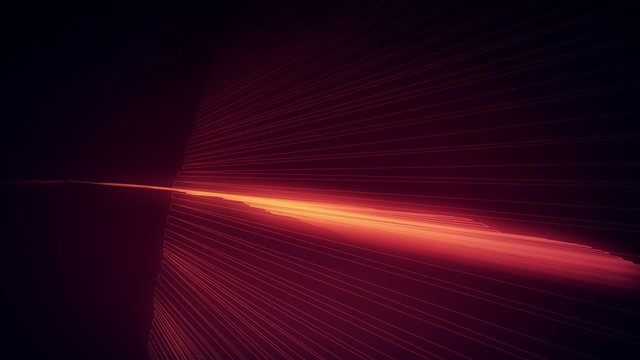 Glowing red lines dance and bounce in waves