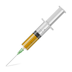 Fototapeta premium Syringe with yellow liquid