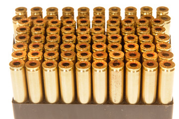 Empty 30-06 ammunition cases ready for reloading