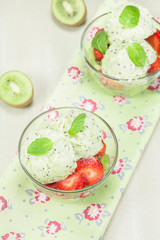 Ice cream.  Tropical kiwi ice cream dessert.