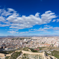 Naklejka premium Alicante skyline aerial from Santa Barbara Castle Spain