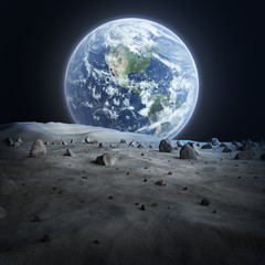 Fototapeta na wymiar Ziemia widziana z księżyca.
