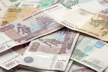 Fototapeta na wymiar Sterty banknotów rosyjskich
