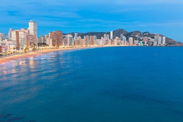 Benidorm sunset Alicante playa de Levante beach sunset in spain