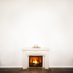 Luxurious White Marble Fireplace and empty wall