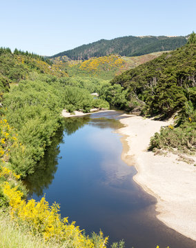 Railway track up Taieri Gorge New Zealand