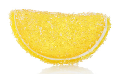 orange jelly candy isolated on white