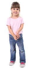 Fototapeta premium Pretty little girl isolated on white