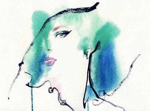 abstract  woman portrait - Powered by Adobe