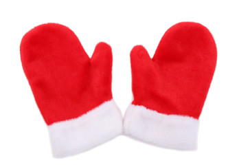 Obraz na płótnie Canvas Christmas red gloves, isolated on white