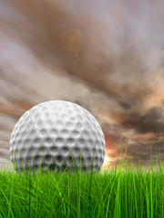 Sunset sky and a golf ball