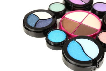 Bright eye shadows isolated on white