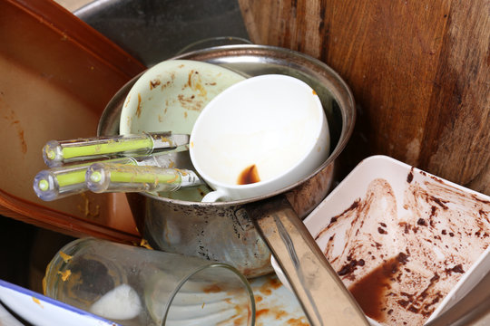 Kitchen utensils need wash close up