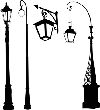 four classic street lamps collection