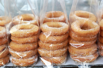 close-up of donut and sugar