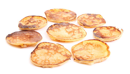 Fried pancakes isolated on white