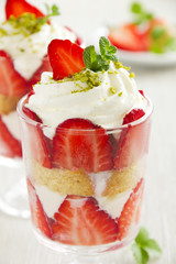 dessert with cookies, strawberries