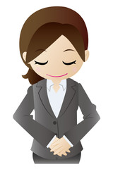 お辞儀するデフォルメOL