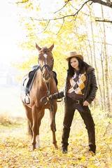 Foto op Canvas equestrian with her horse in autumnal nature © Richard Semik